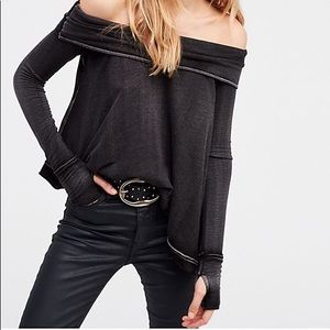 Free People fold over black top